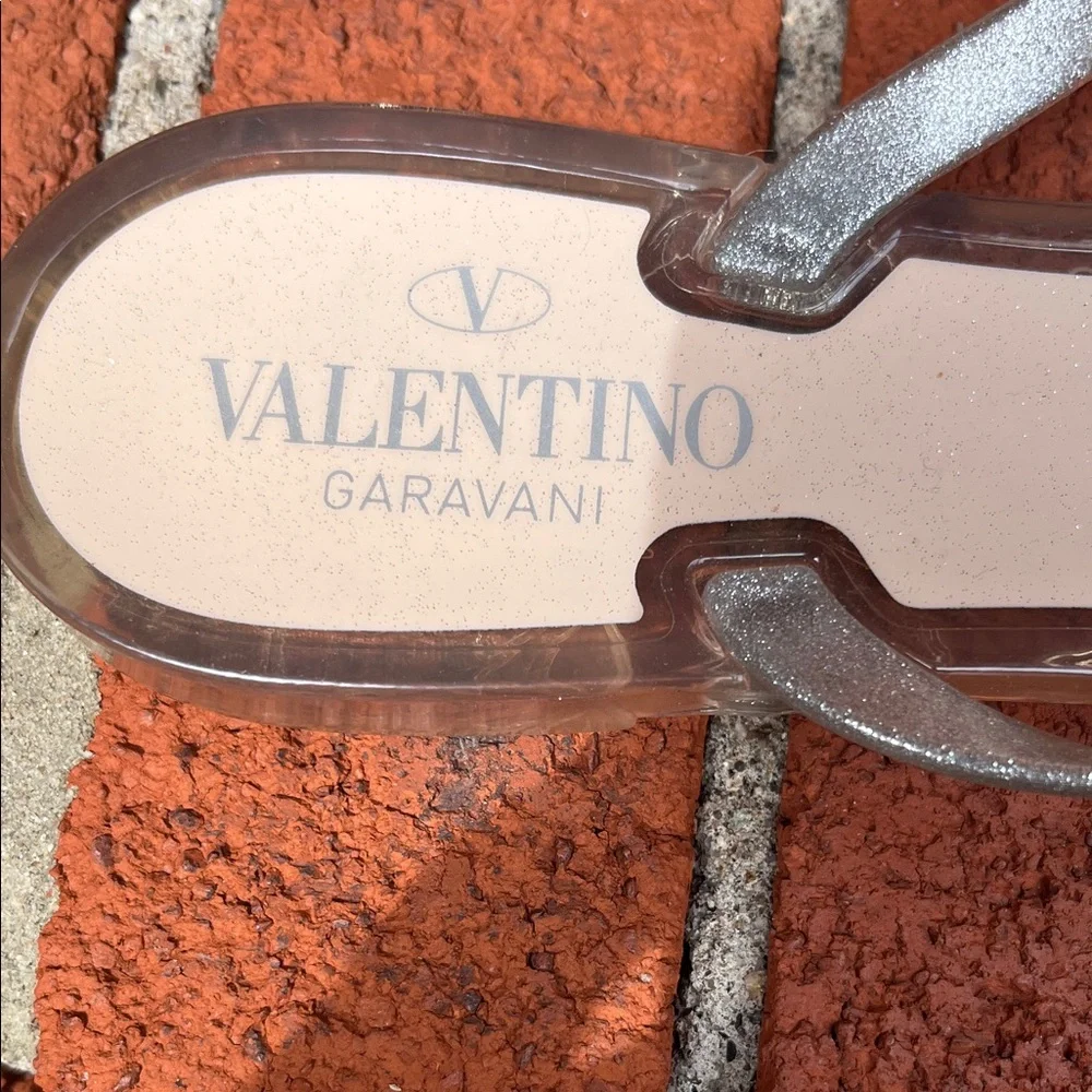 Valentino Women's Metallic Sandals with Studded Bow NO BOX - Picture 2 of 7